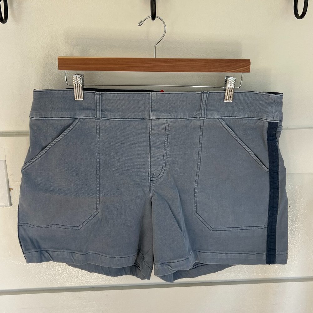 Spanx Stretch Twill Shorts, 6", pull-on size 2X, blue